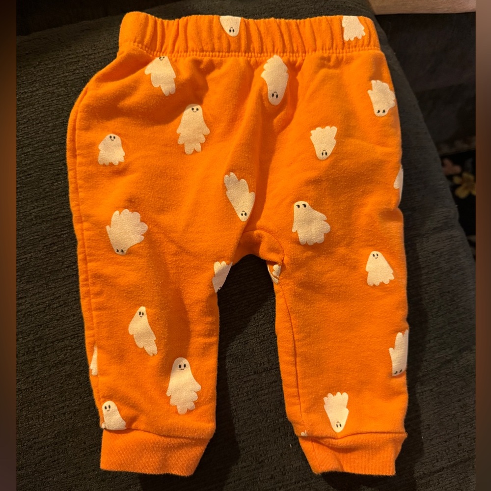 Cat & Jack Orange Baby Pants with White Ghost Print